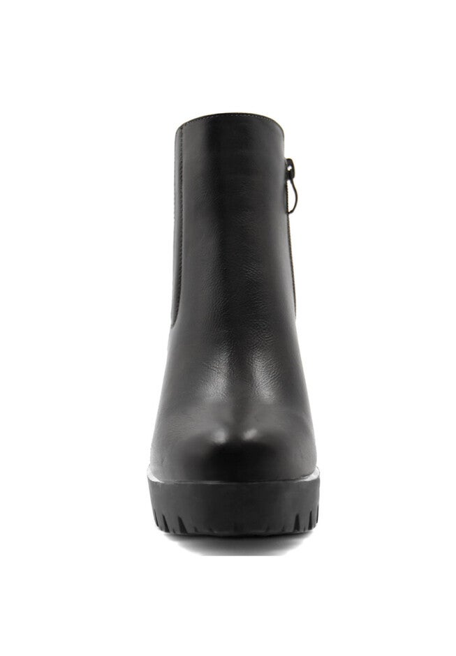 CHUNKY HIGH HEEL PLATFORM ANKLE BOOTIES, Black / Black, alternate image number 2