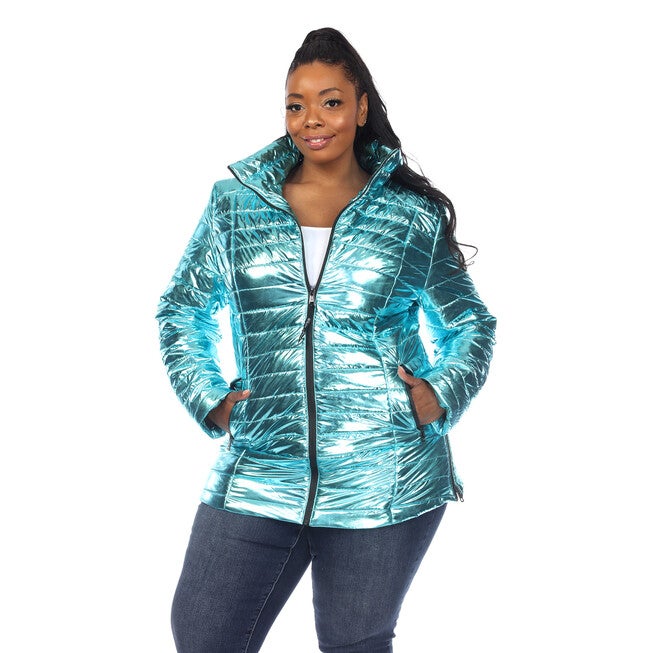 Metallic Puffer Coat, , alternate image number 6