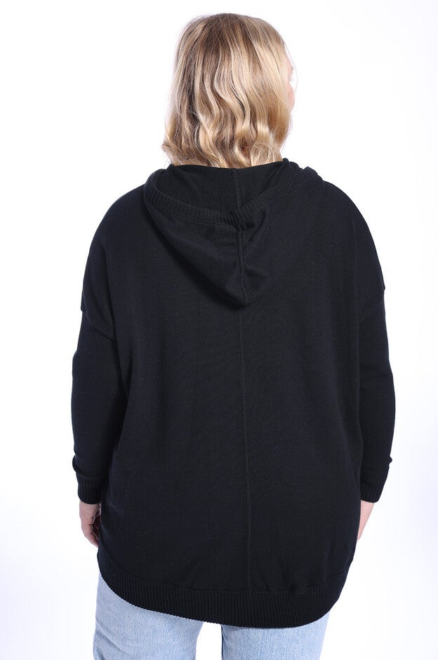 Cotton Cashmere Oversized Zip Hoodie, Black / Black, alternate image number 1