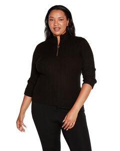 RIBBED QUARTER-ZIP SWEATER