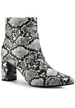 Snakeskin Print Chunky High Heels Ankle Boots