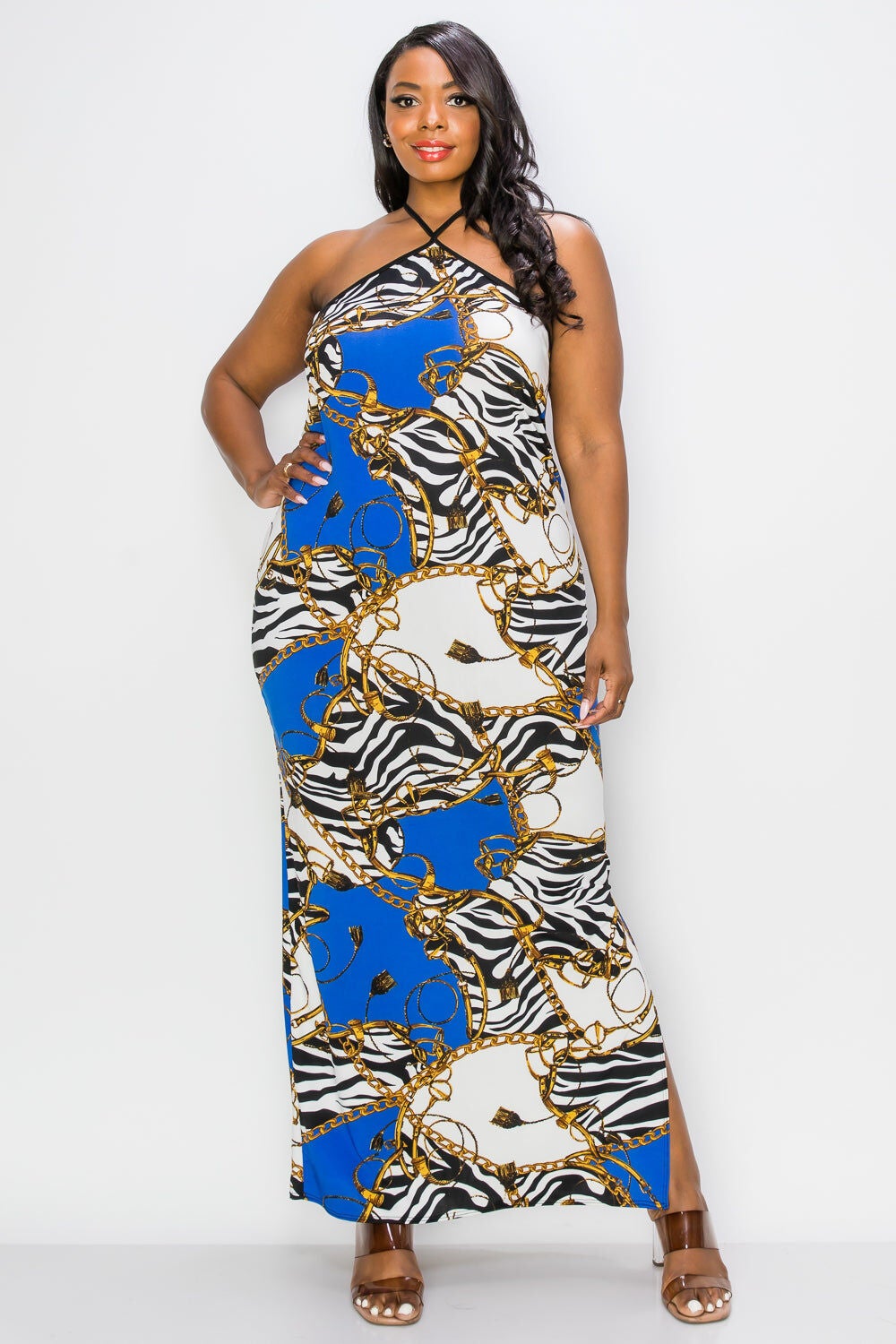 IMANI HALTER NECK MAXI DRESS, , alternate image number 5