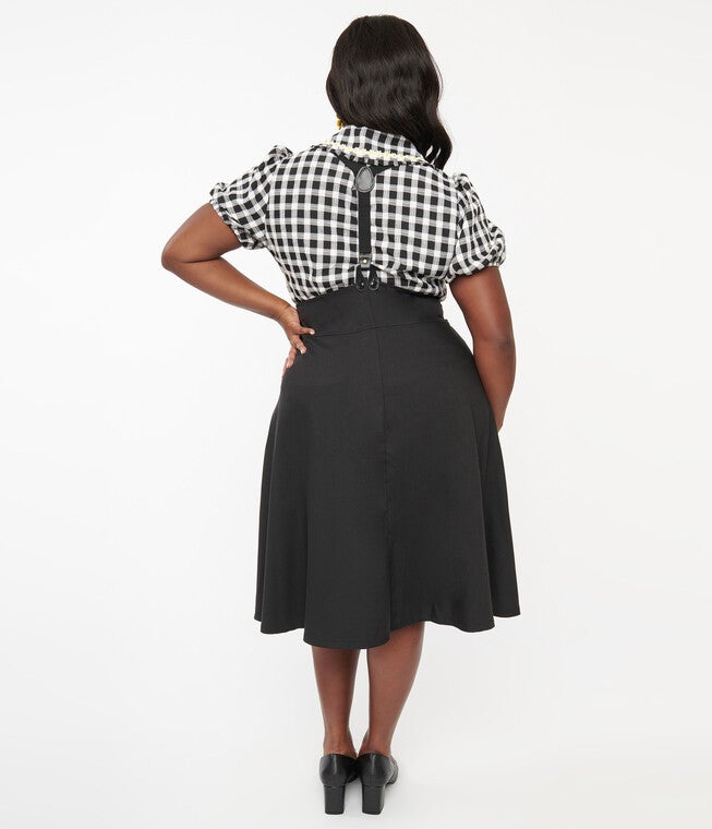 Unique Vintage 1950s Black Suspender Swing Skirt, , alternate image number 5
