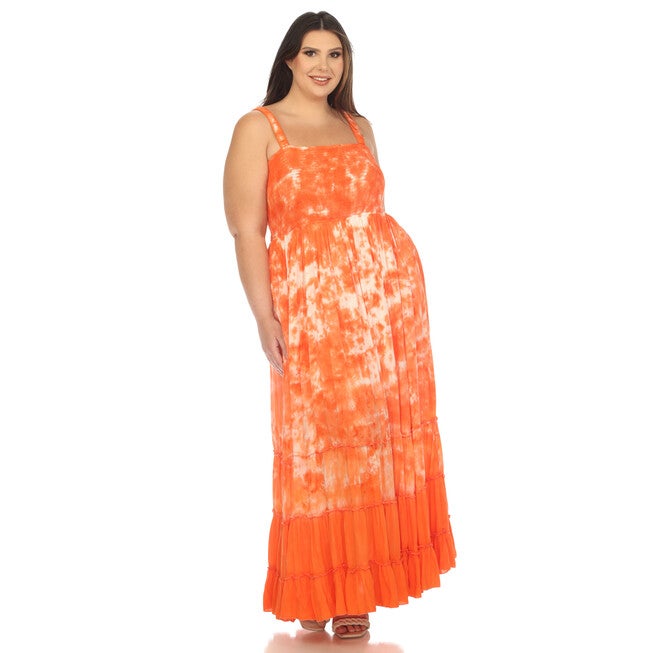 Smocked Ruffle Maxi Dress, Orange / Orange, hi-res image number null