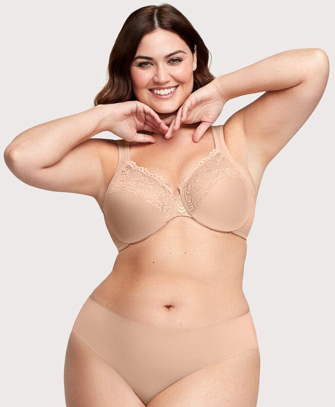 Low Cut WonderWire Lace Bra, Cafe / Tan, alternate image number 3