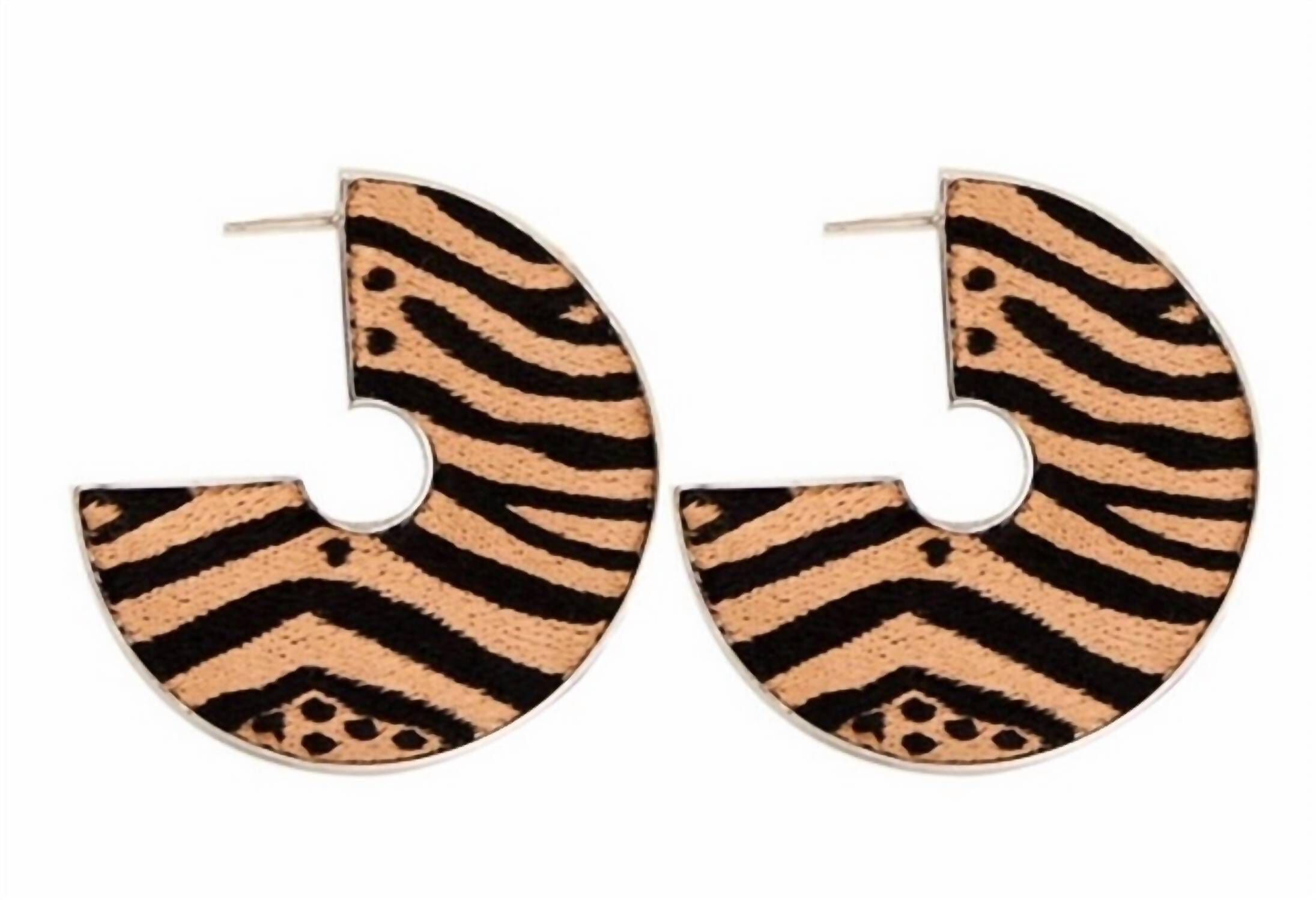 ANIMAL MEGA HOOP IN NUDE ZEBRA, Nude Zebra / Gold, hi-res image number 0