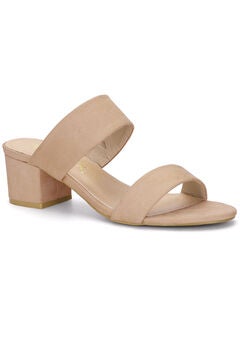 Block Heel Dual Straps Slide Sandals