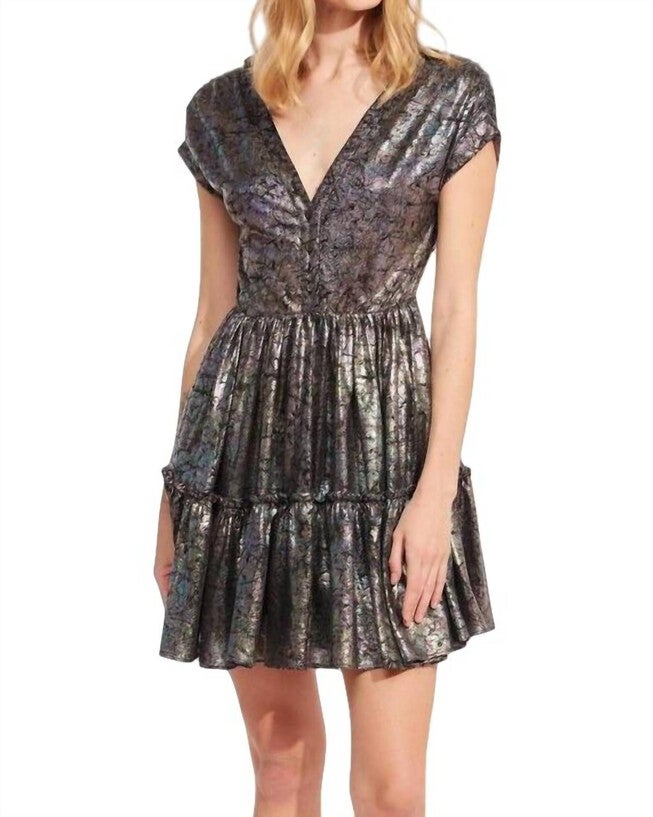 ULANI DRESS IN PYRITE, Pyrite / Black, hi-res image number 0