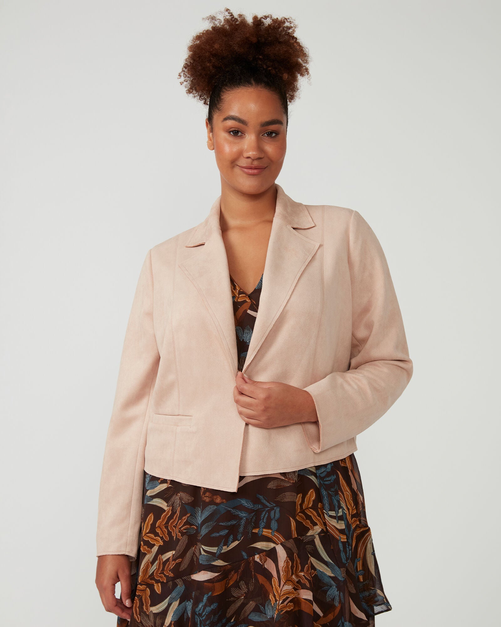 Rosabella Faux Suede Jacket, Dusty Pink / Pink, alternate image number 1