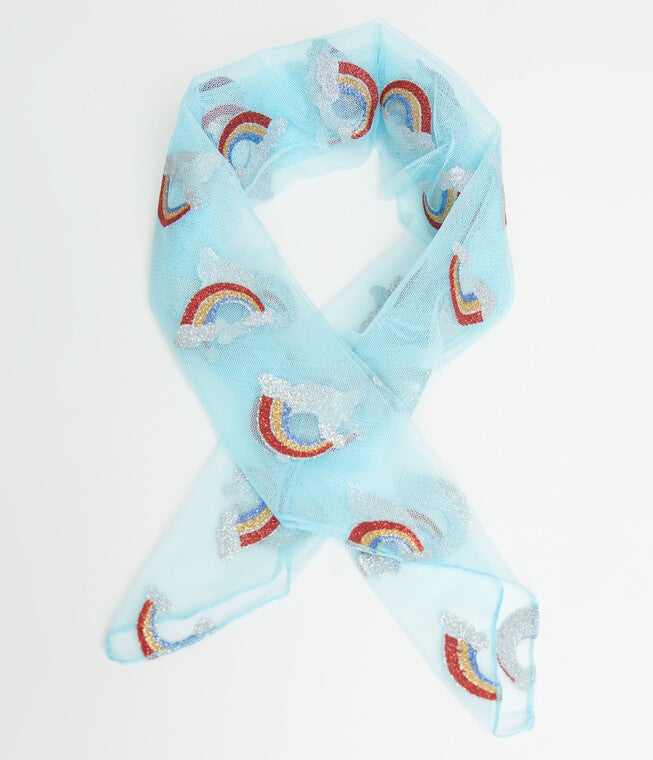Smak Parlour Light Blue Glitter Rainbow Hair Scarf, Light Blue Glitter Rainbows / Light Blue, alternate image number 1