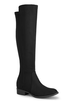 Round Toe Side Zip Chunky Heels Knee High Boots