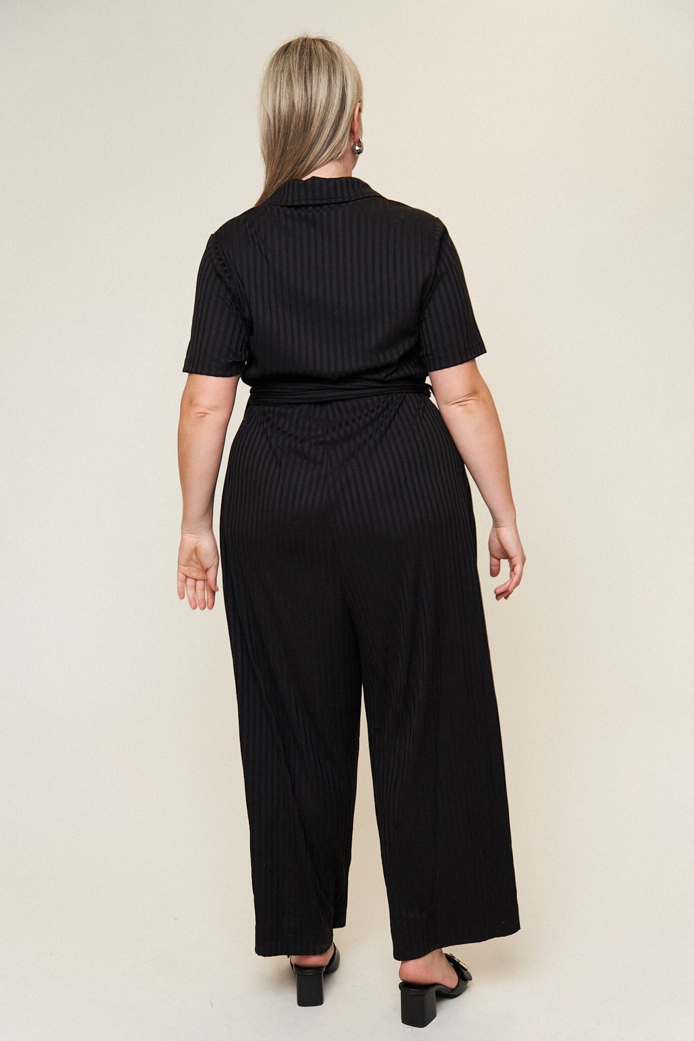 Lucia Belted Jumpsuit, Black / Black, alternate image number 4