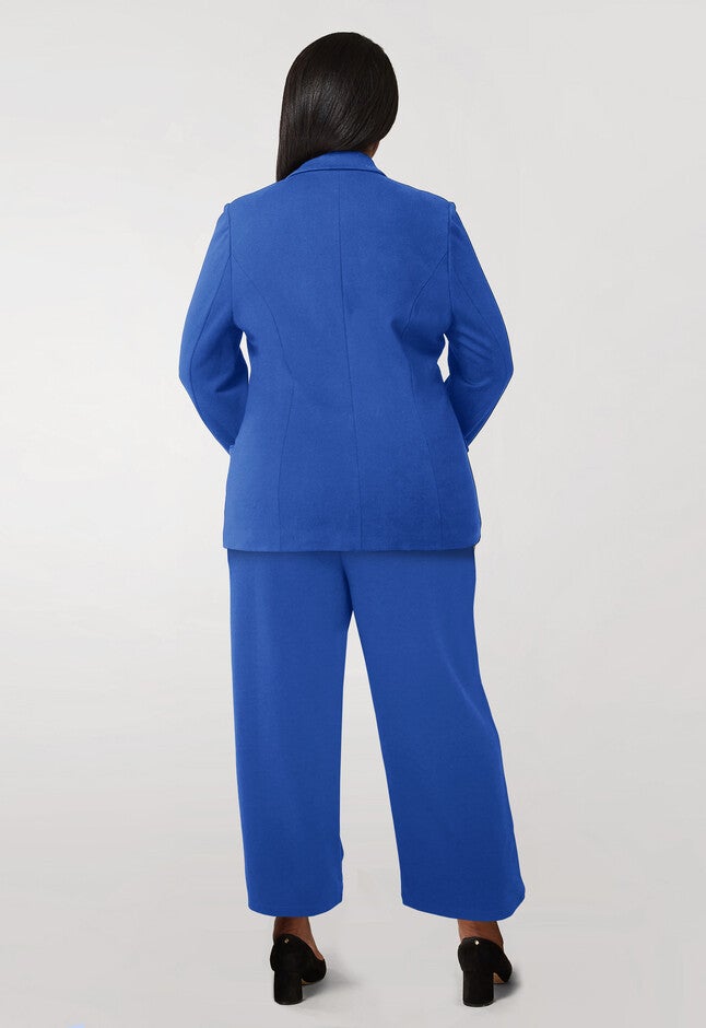 Long Lined Scuba Crepe Blazer, Blue / Royal Blue, alternate image number null