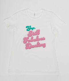 Unique Vintage Still Fabulous Looking White Fitted Womens Graphic Tee