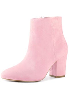 Round Toe Chunky High Heels Ankle Boots for Women