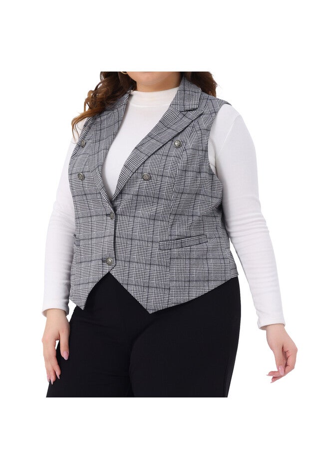 Lined Vintage Work Plaid Steampunk Vest, Grey / Cool Gray, alternate image number 1