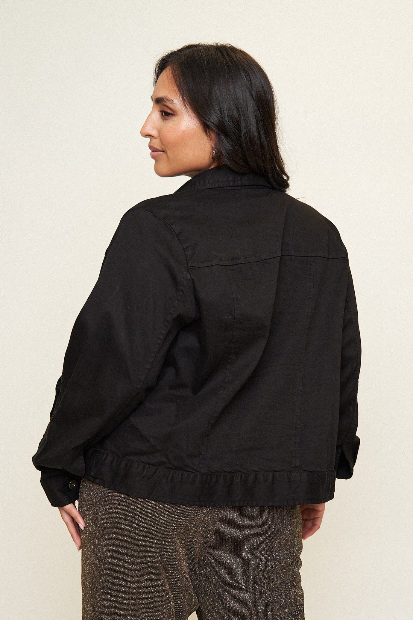 Leah Cotton Tencel Jacket, Black / Black, alternate image number 4