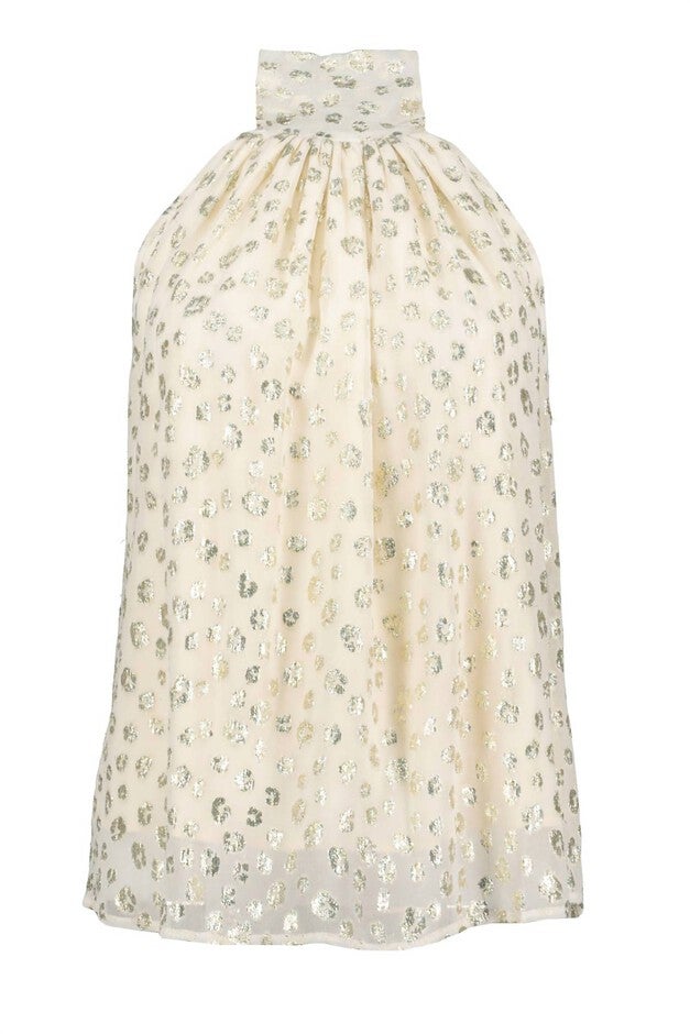 MOON LIGHT MILE ESME TIE NECK TOP IN CREAM ANIMAL PRINT, , alternate image number null