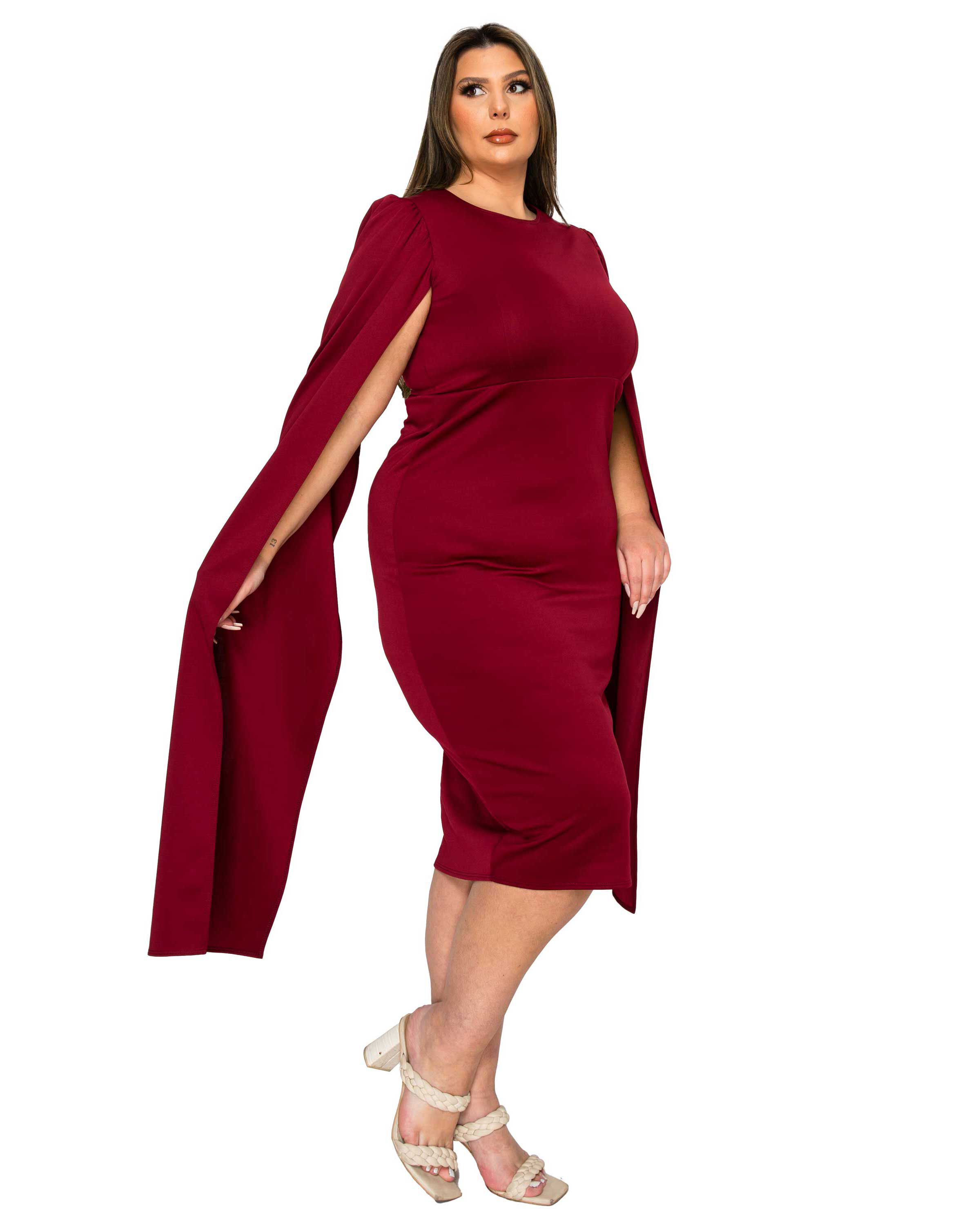 Naomi Cape Dress, Burgundy / Burgundy, alternate image number 1