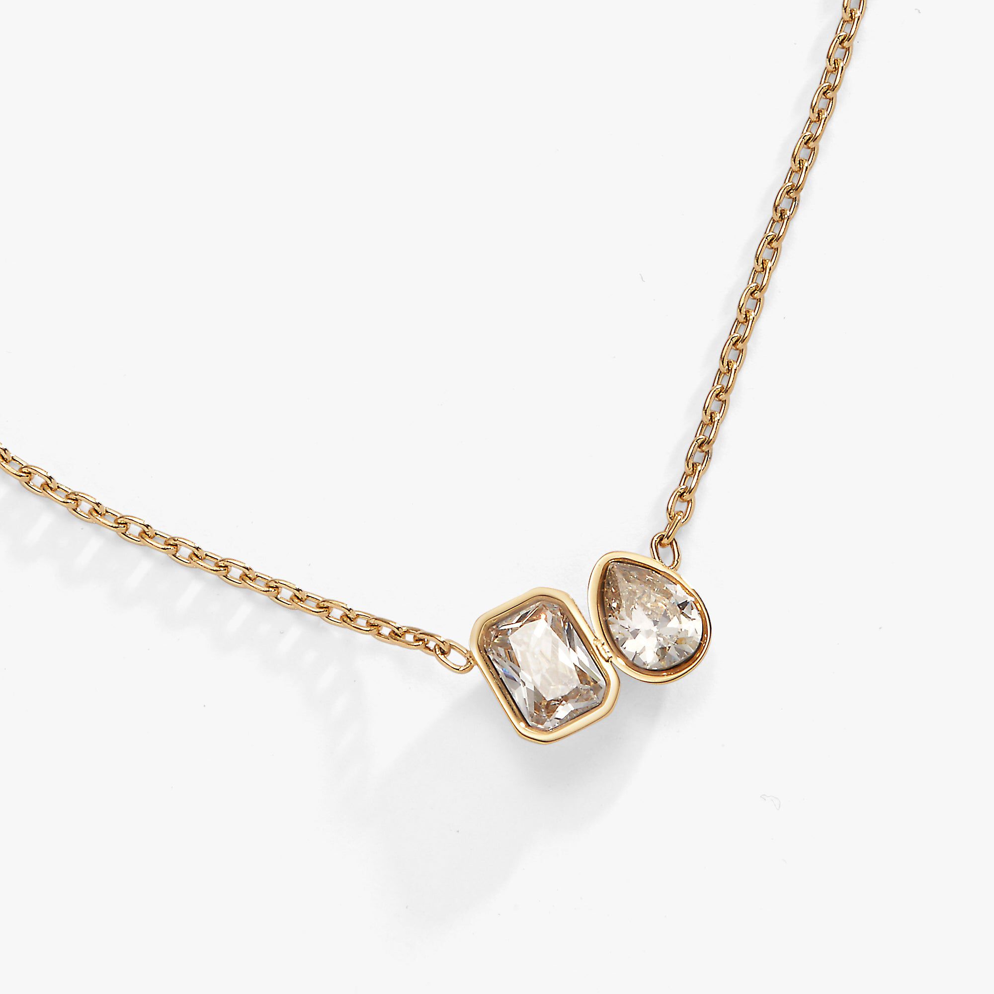 Toi et Moi Two Stone Necklace, Gold / Gold, alternate image number 1