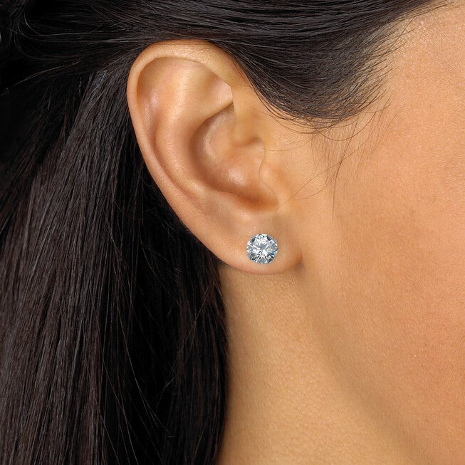 5.15 TCW Round Cubic Zirconia 10k White Gold Stud 3-Pairs Earrings Set, , alternate image number 7