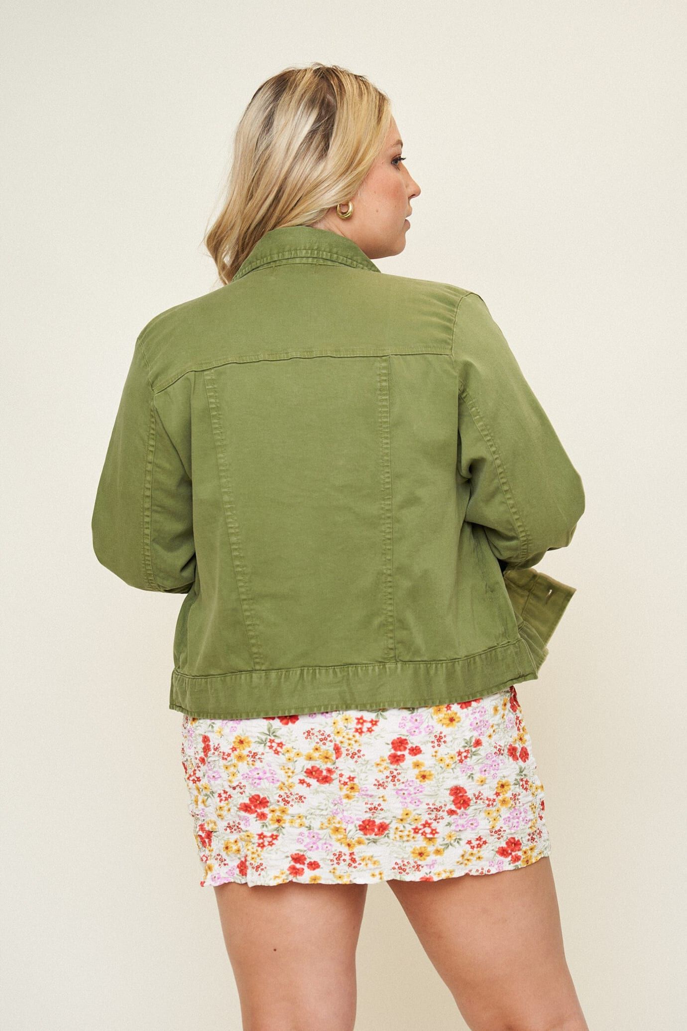 Leah Cotton Tencel Jacket, Olive / Olive Green, alternate image number 2
