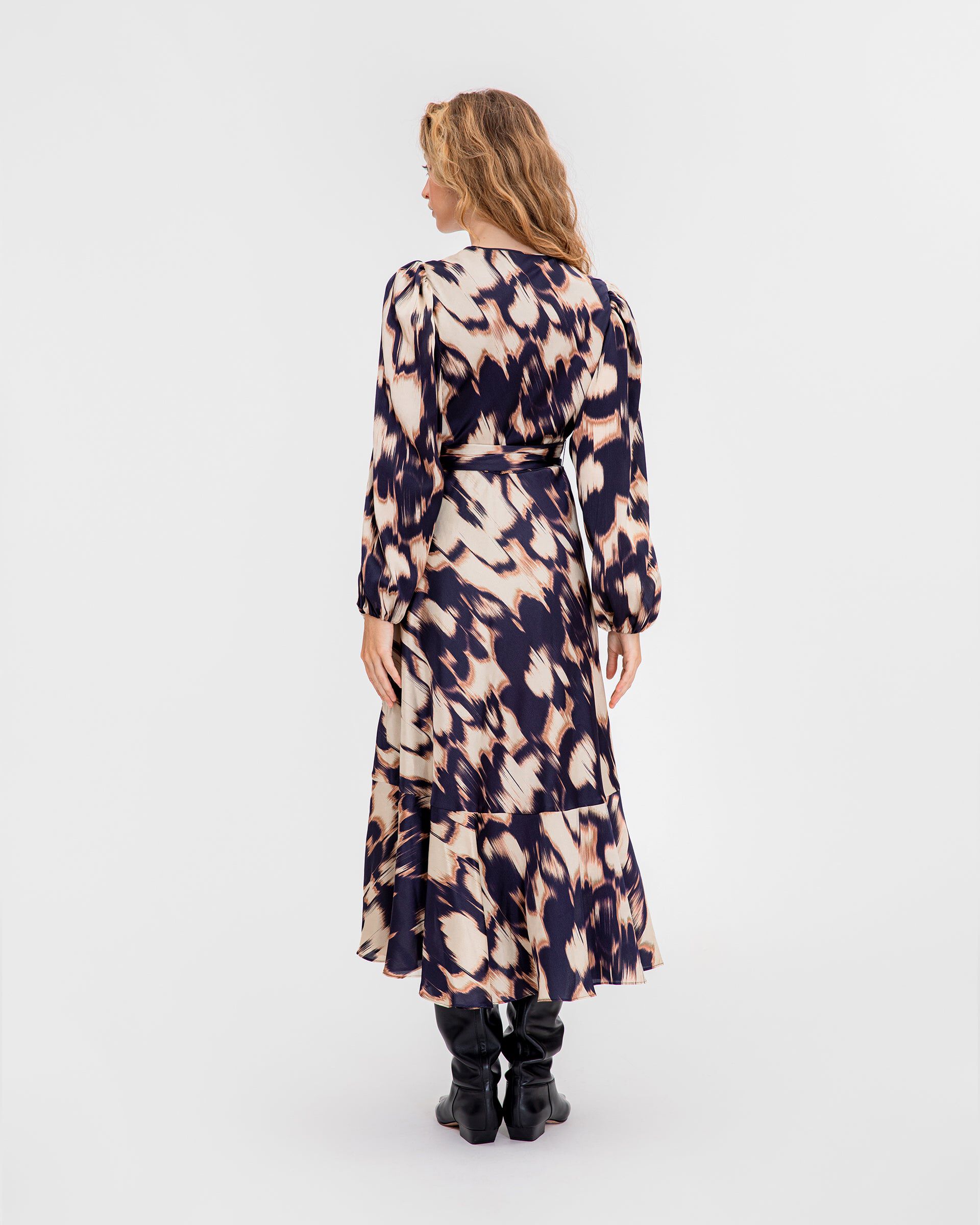 Long Sleeve Blaire Dress, CreamMaritime BlueTan / Navy, alternate image number 3