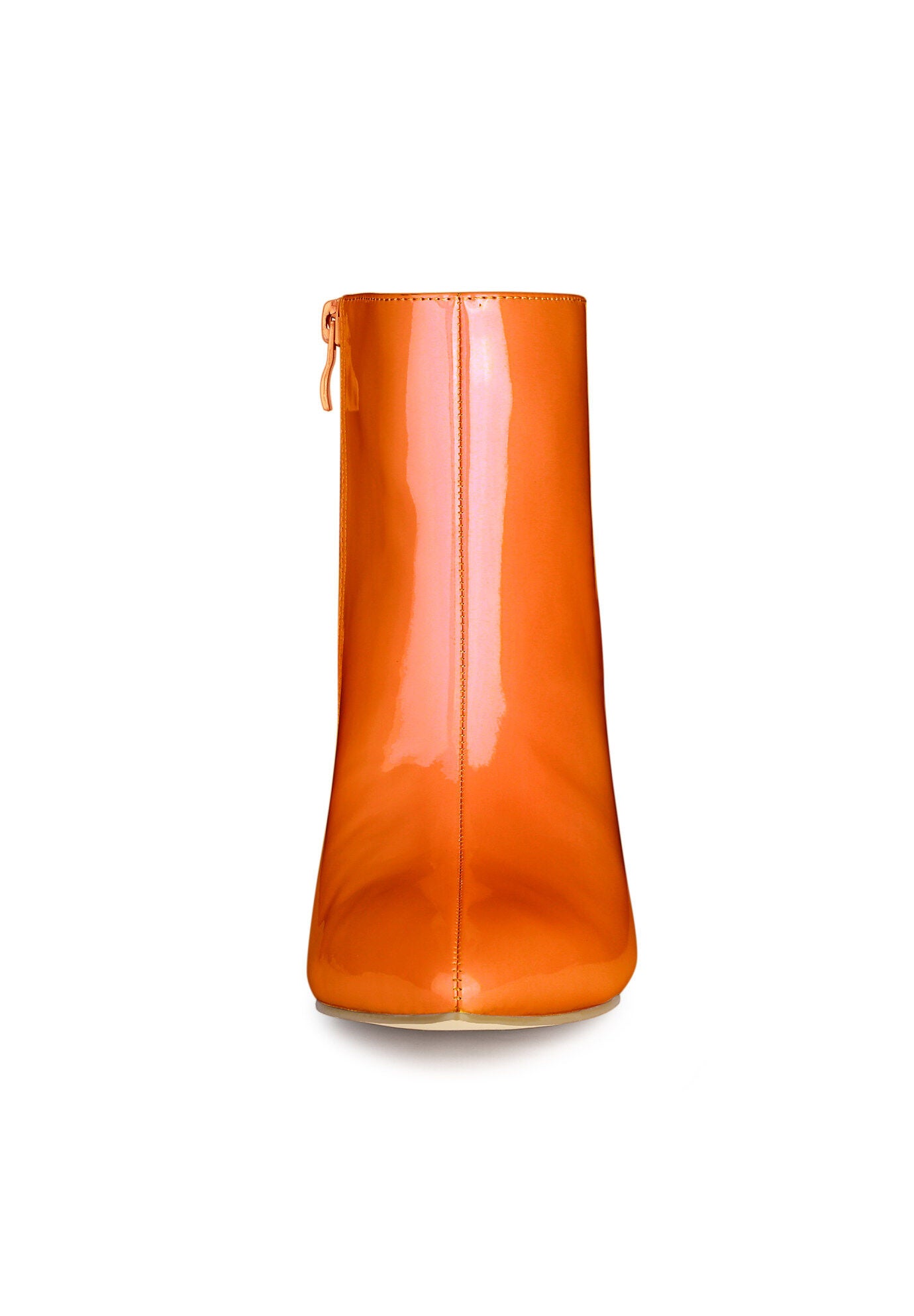 CLEAR HEEL POINTY TOE ANKLE BOOTS, Orange / Orange, alternate image number 2