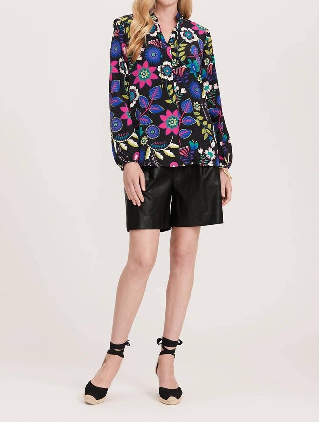 MAGGIE SILK FLORAL BLOUSE IN MULTI, , alternate image number null