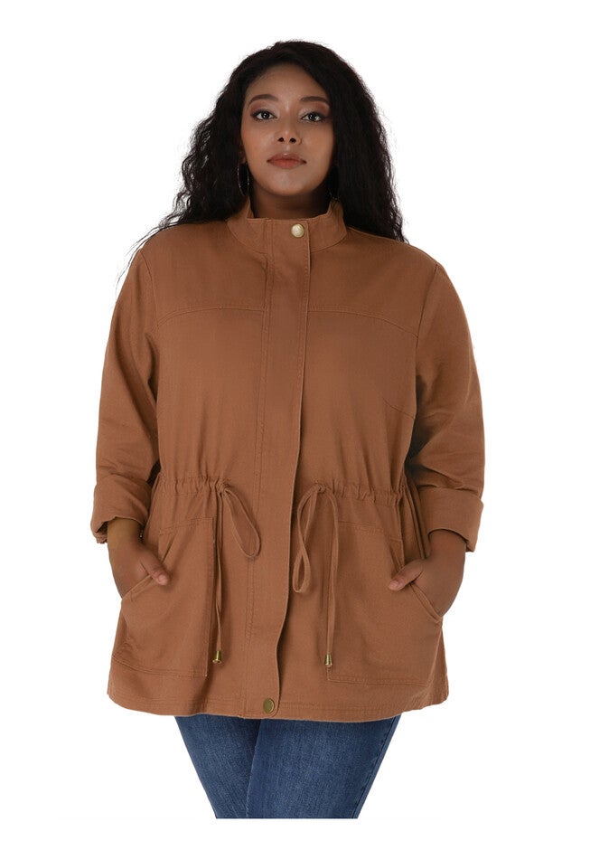 LIGHTWEIGHT ANORAK DRAWSTRING UTILITY JACKET, Brick Red / Red, hi-res image number 0