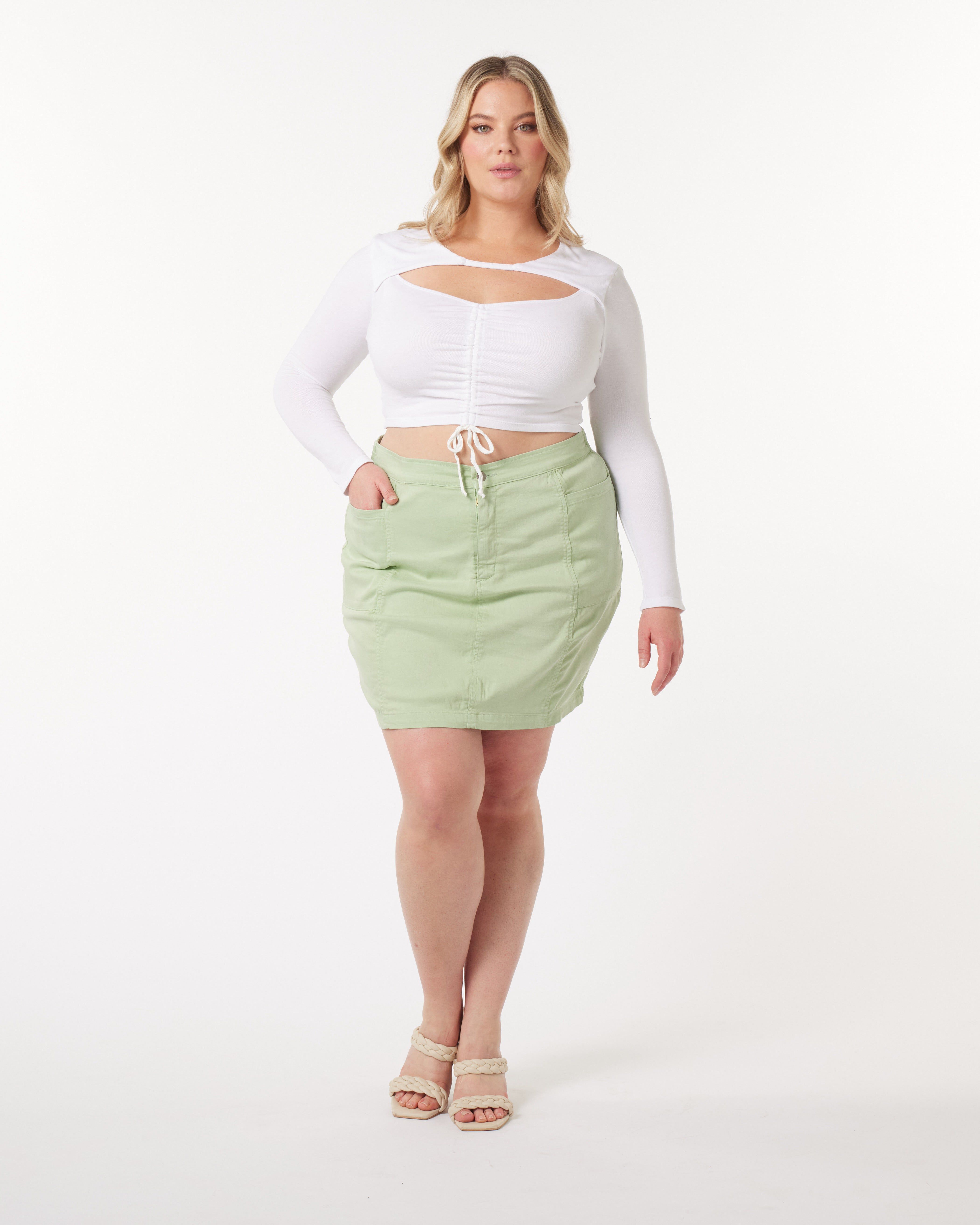 Leah Cotton Tencel Cargo Mini Skirt, Sage / Sage Green, hi-res image number 0