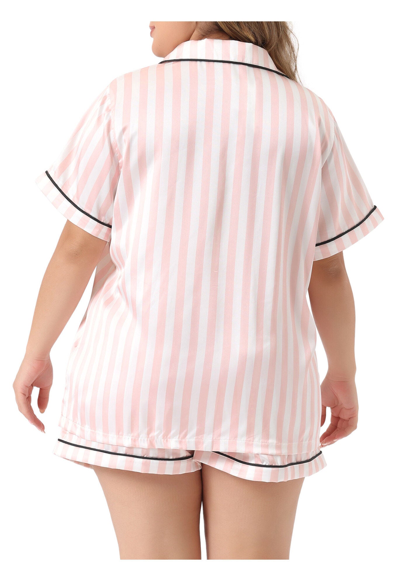 Button Shirt and Shorts 2 Pieces Lounge Set, Pink / Pink, alternate image number 3