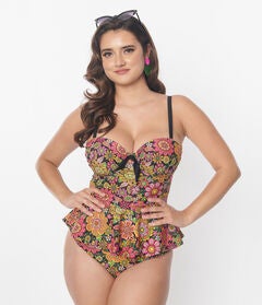Unique Vintage Kaleidoscope Floral Daphne Swim Bottoms