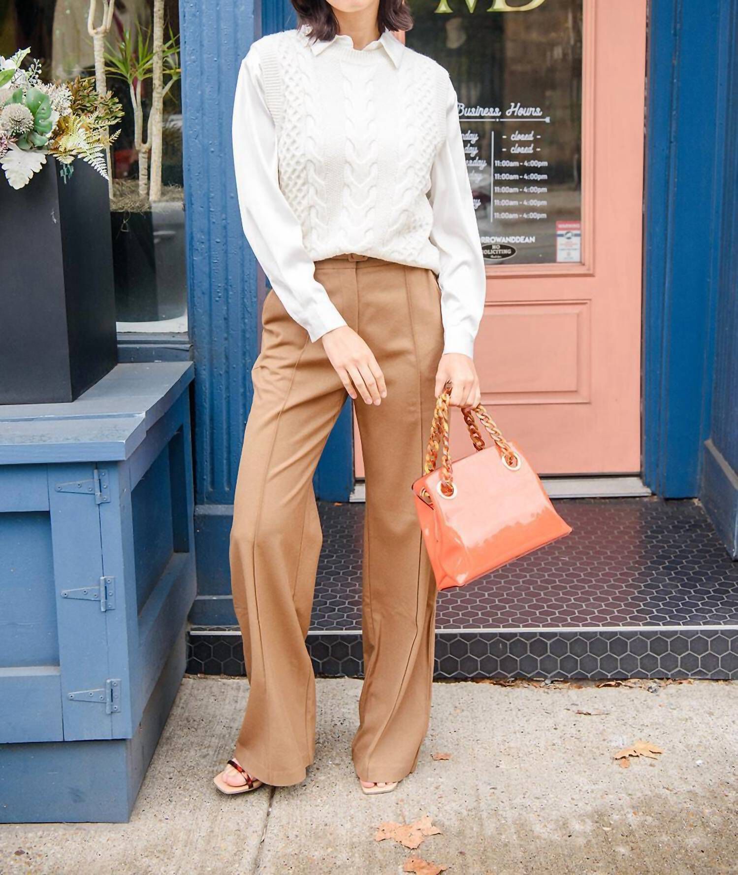 Tan Wide Leg Trouser In Tan, , alternate image number 3