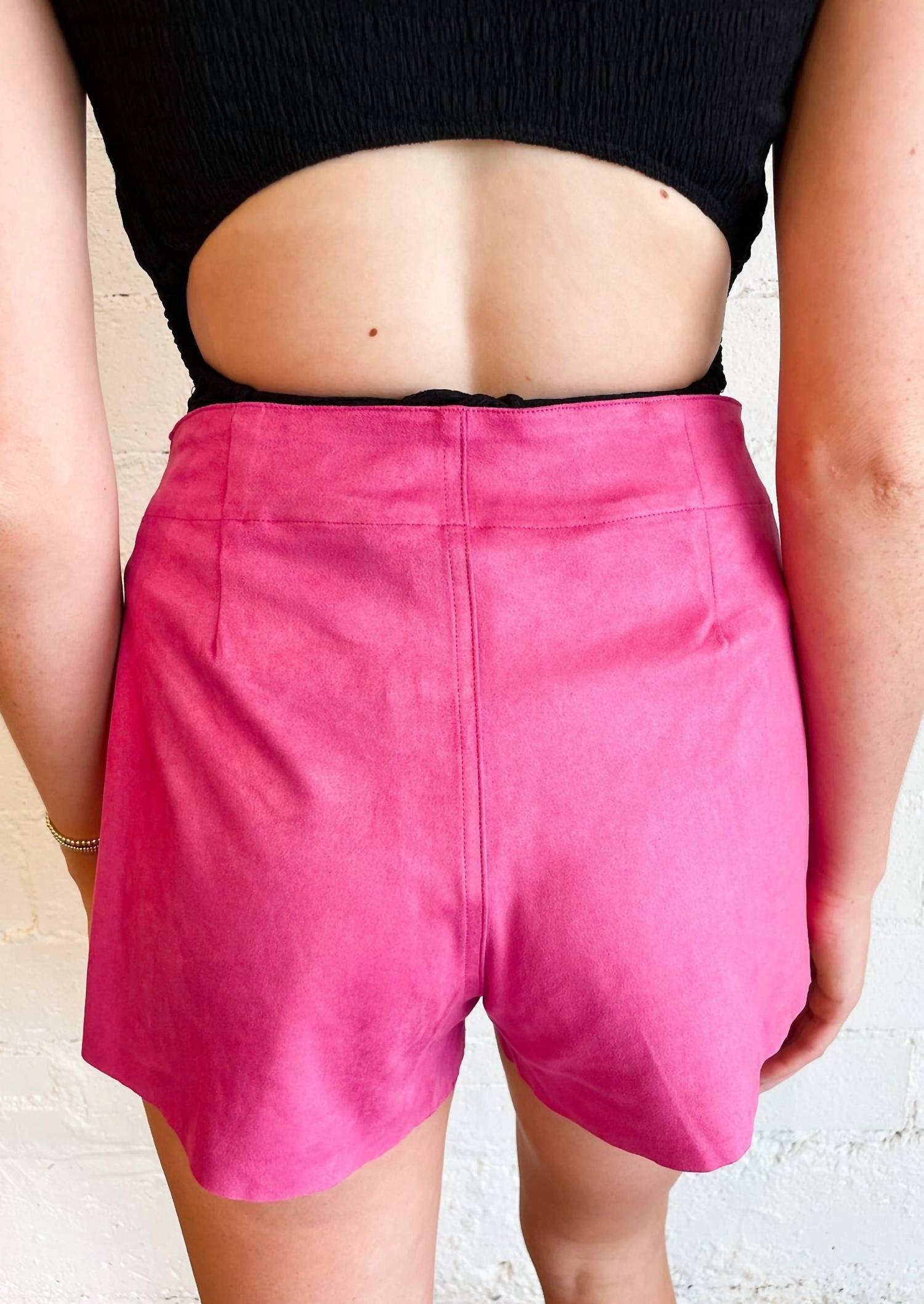 ALL FOR SUEDE WRAP MINI SKIRT IN HOT PINK, Hot Pink / Pink, alternate image number 1