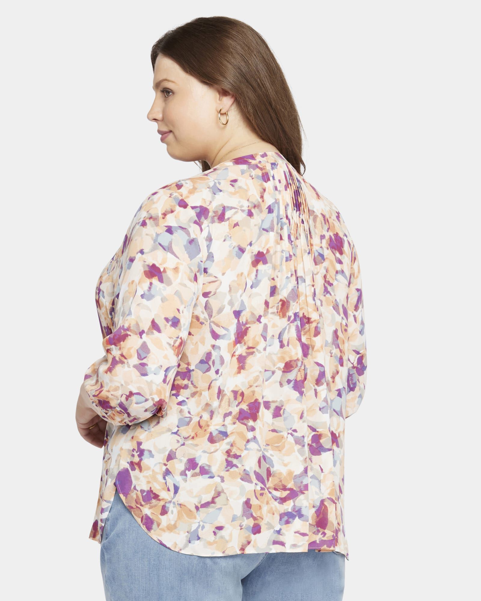 Pintuck Blouse, Fallen Leaf / Ivory, alternate image number 1