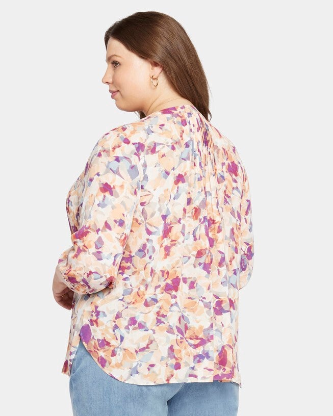 Pintuck Blouse, Fallen Leaf / Ivory, alternate image number 1