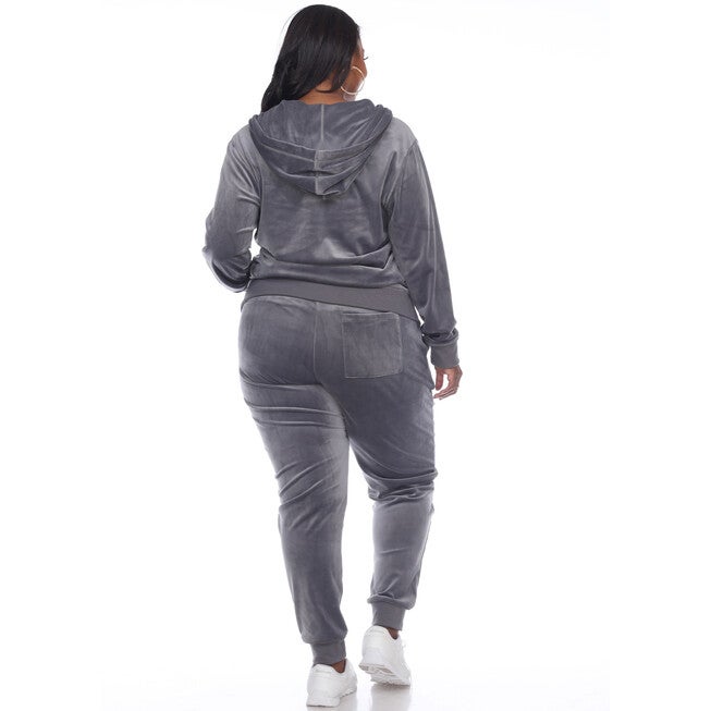 2 Piece Velour Track Suit, Charcoal / Charcoal Grey, alternate image number null