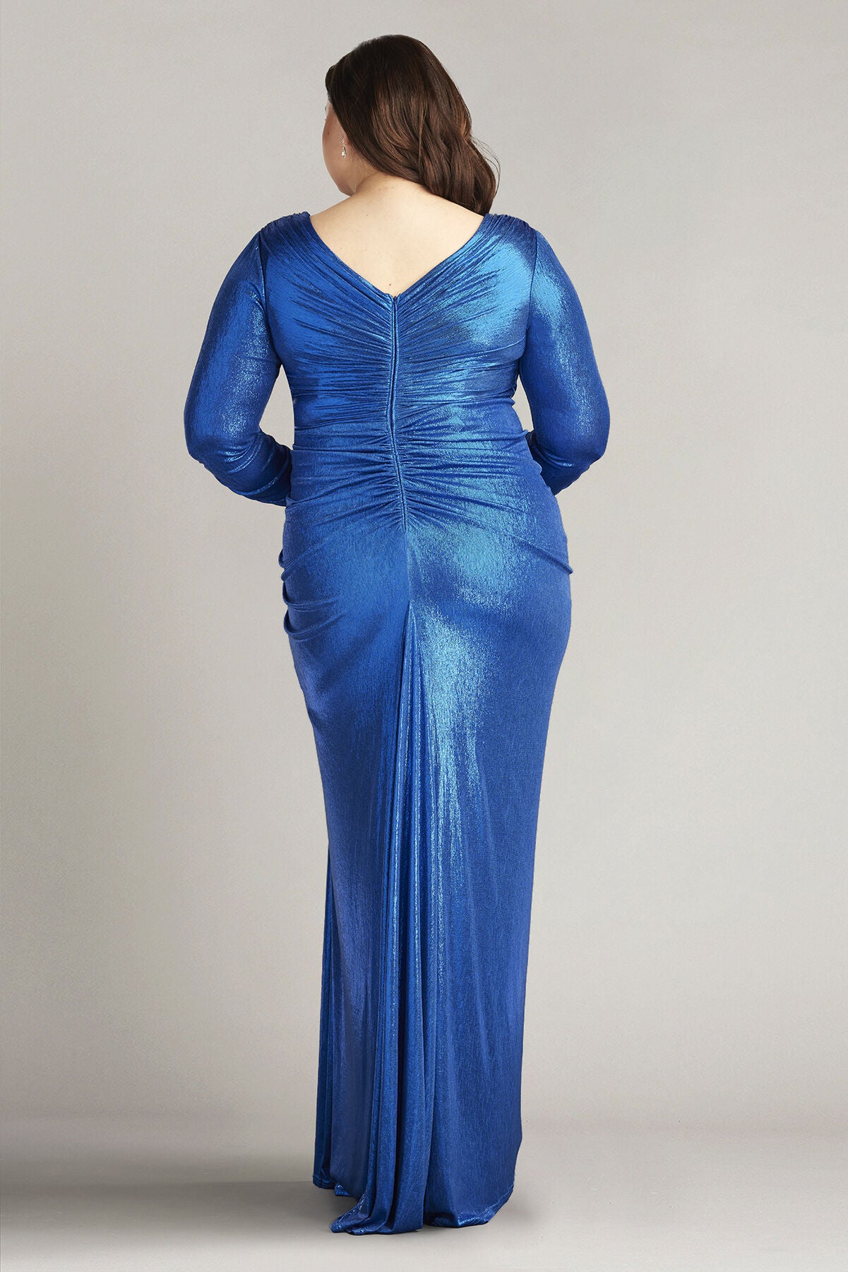 Voll Draped Metallic Jersey Gown - PLUS SIZE, PACIFIC BLUE / see-description, alternate image number 1