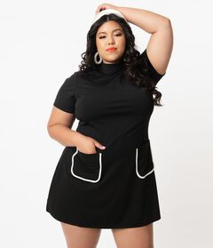 Smak Parlour Black Mock Turtleneck Wave Maker Mini Dress
