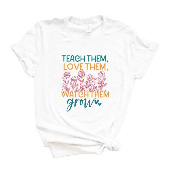 Watch Them Grow Flower Garden Short Sleeve Graphic Tee, White / White, hi-res image number null