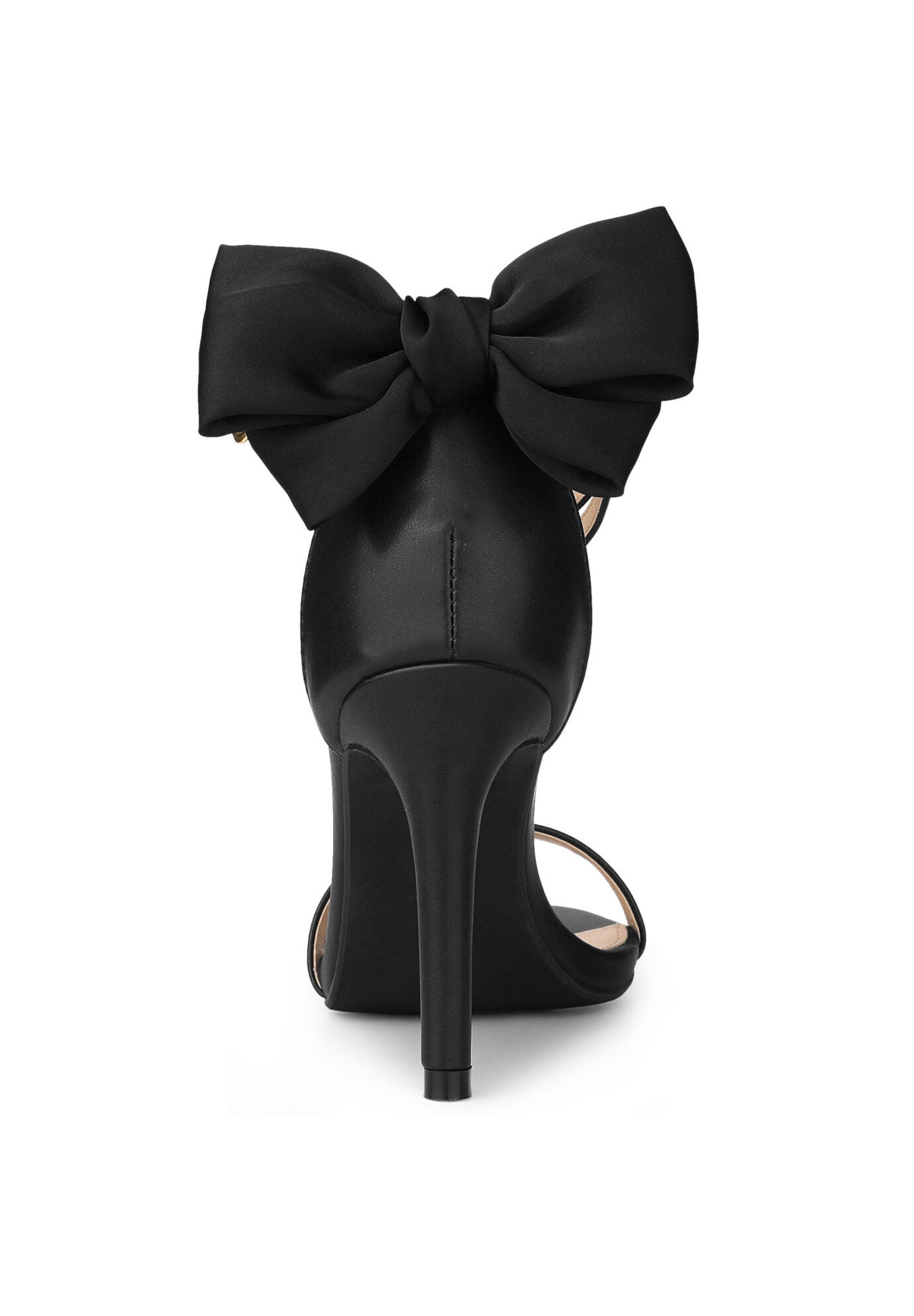 Bow Back Open Toe Stiletto Heel Sandals, Black / Black, alternate image number 3
