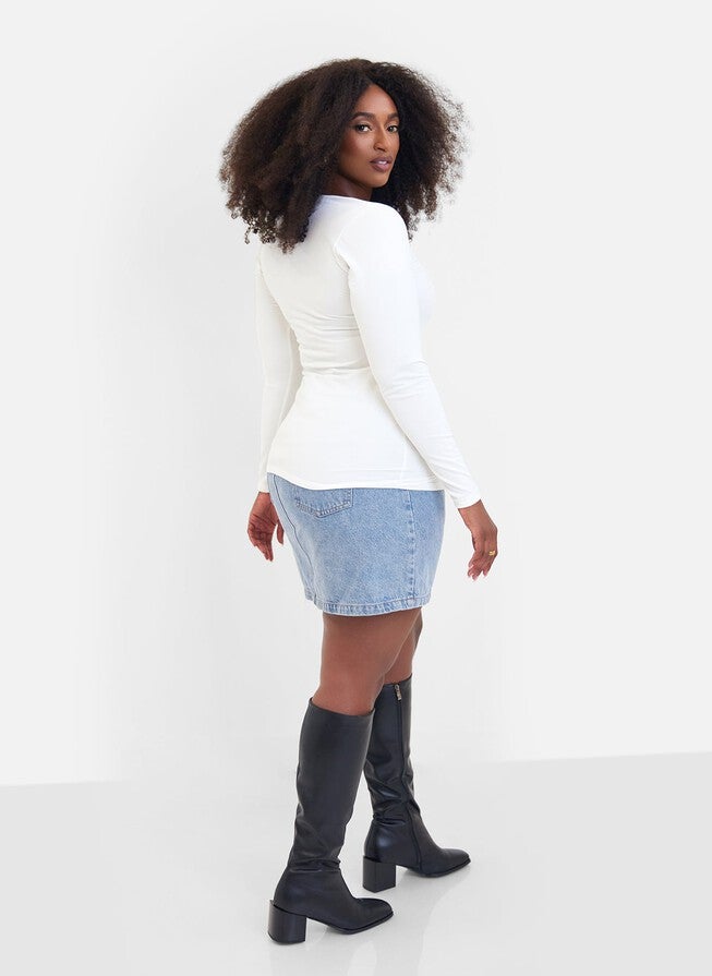 Essential V Neck Top - White, White / White, alternate image number 4
