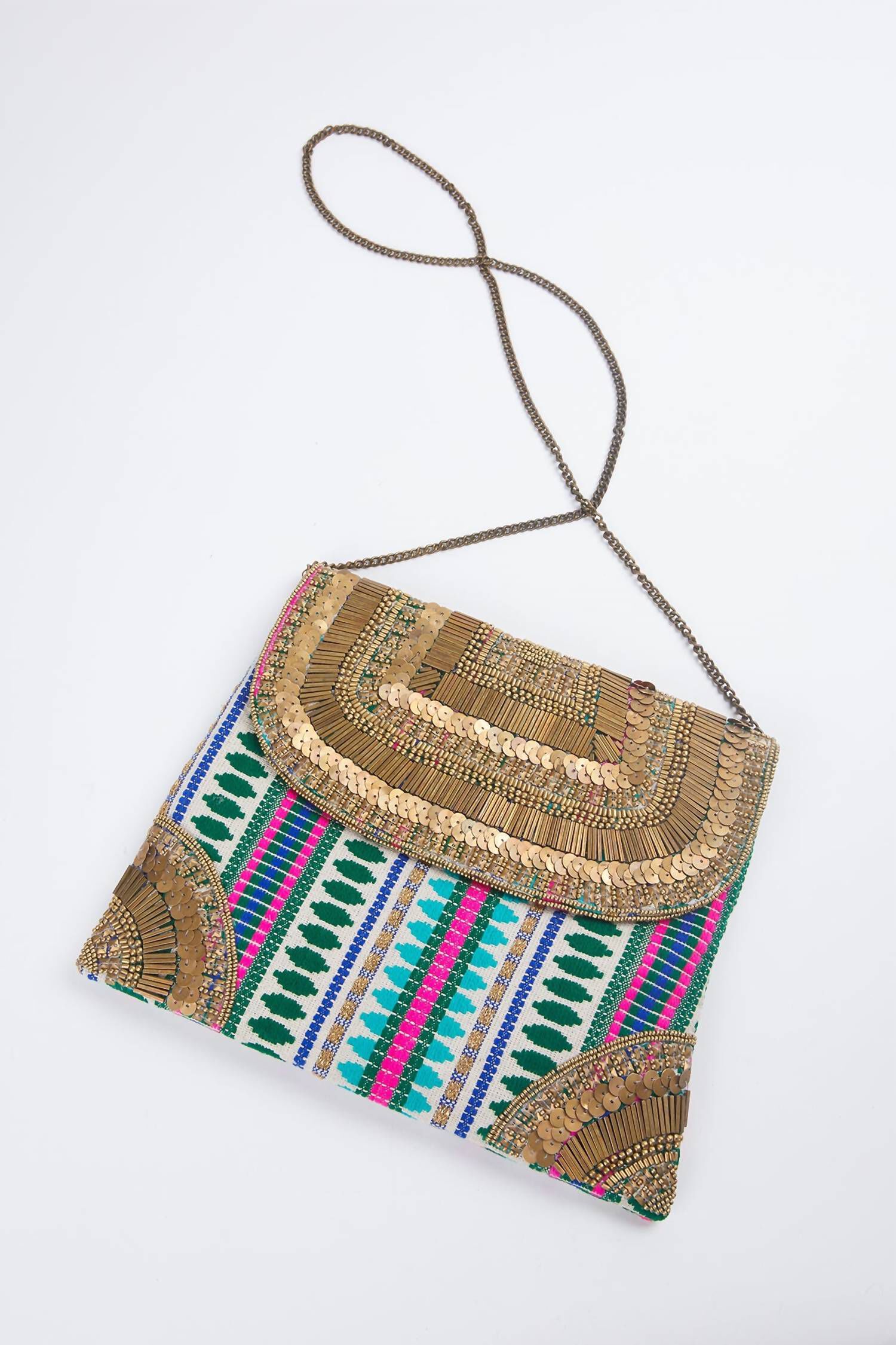 Maharani Handmade Clutch Cross-Body Bag in Gold, Gold / Gold, hi-res image number 0