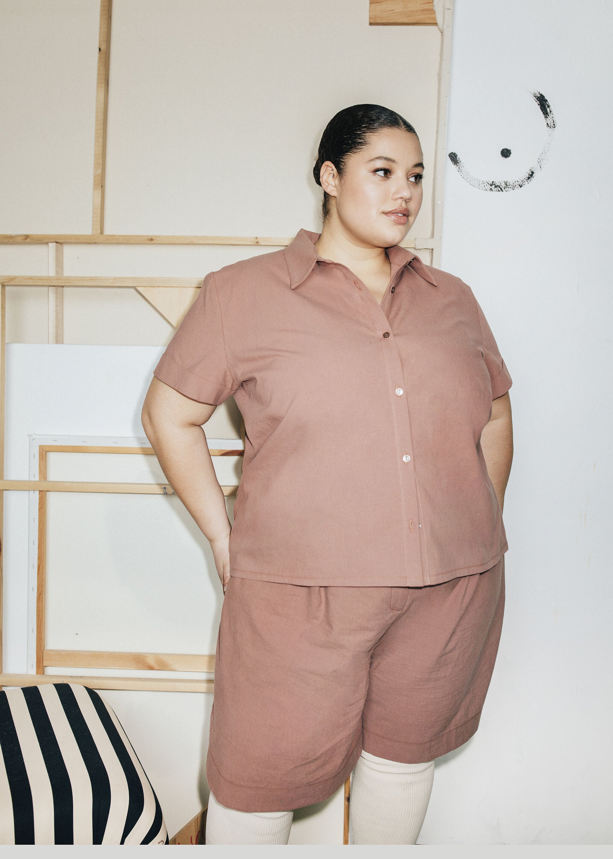 Belted Trouser Short, CLAY / Taupe, alternate image number 1