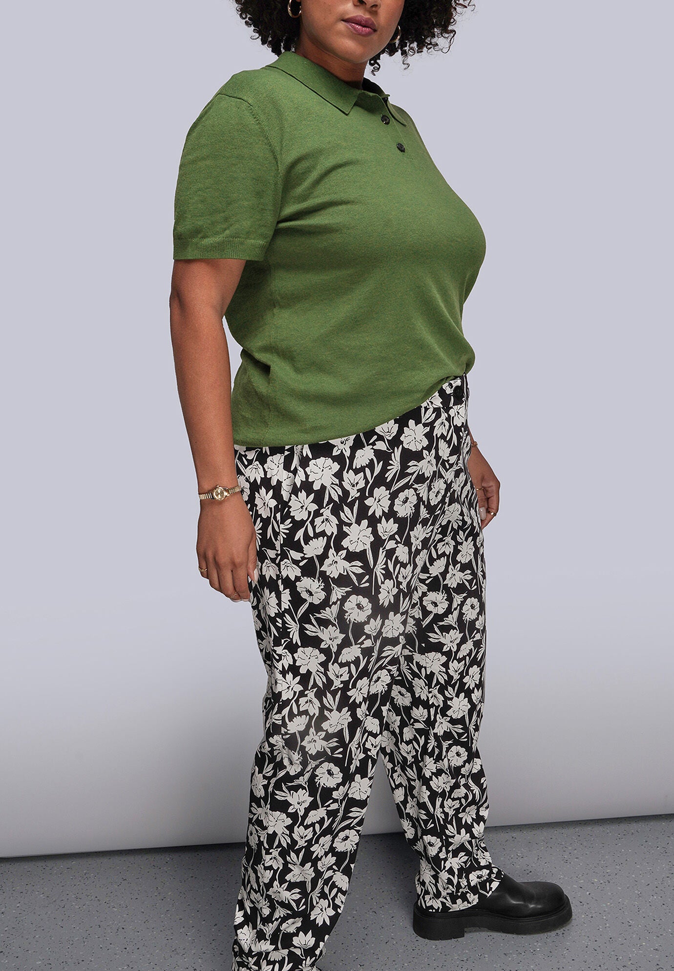 The Empower Trouser, MONOCHROME FLORAL BLACK / Black, alternate image number 1