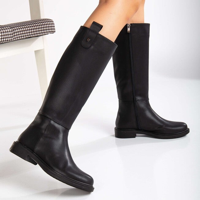 MAEVE - BLACK KNEE HIGH RAIN BOOTS, BLACK / Black, alternate image number 1