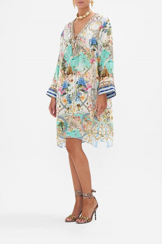 METAL EYELET KAFTAN IN AMALFI LULLABY, Amalfi Lullaby / White, alternate image number null