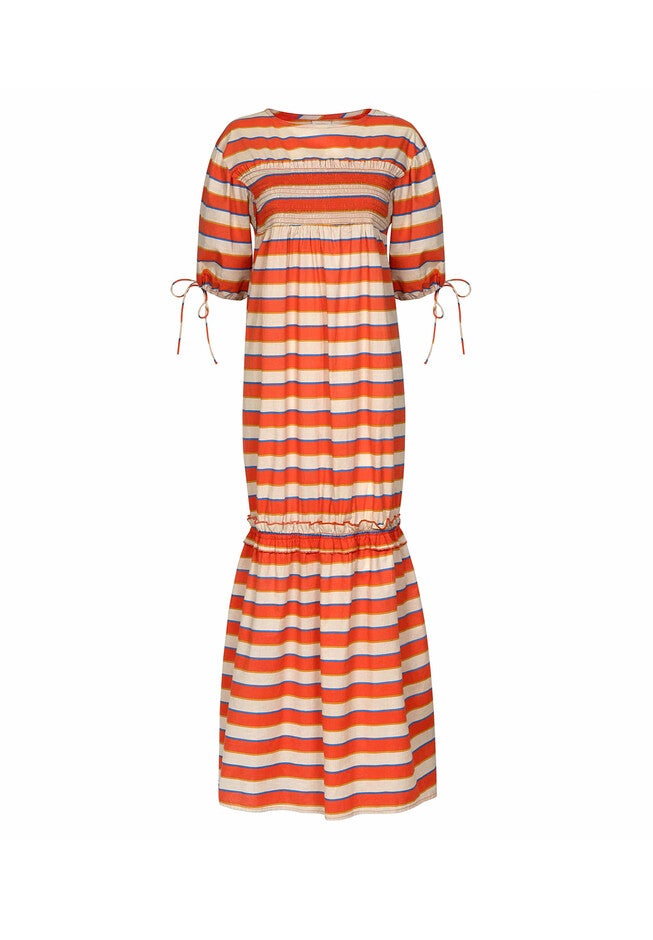 Hidalgo Stripe Katrin Dress, OrangeCream / Orange, alternate image number null