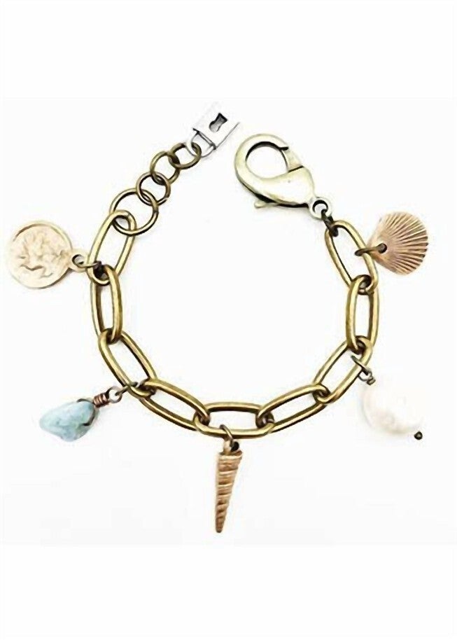 AMPHITRITE BRONZE SHELL CHARM BRACELET IN MULTI, Multi / Gold, hi-res image number null